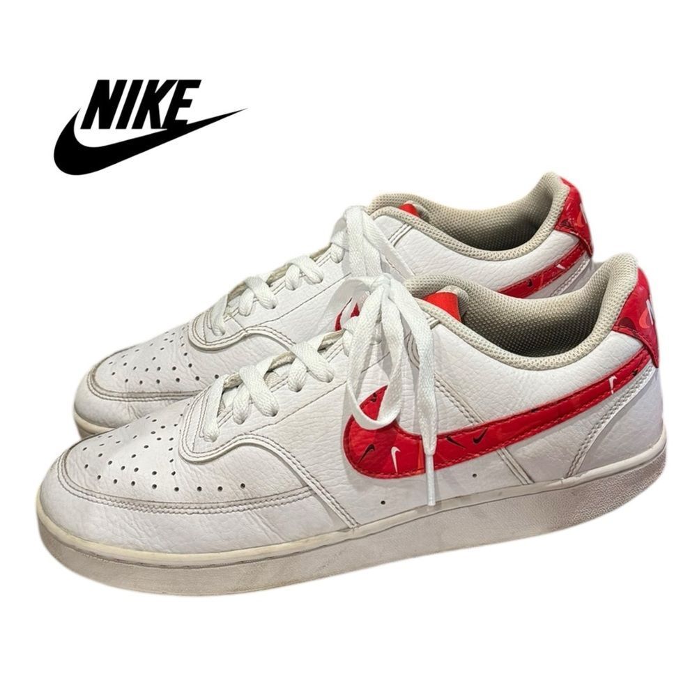 Nike Court Vision Low Swoosh Print Red Swooshfetti DM7588-100 Men Sneakers 9.5